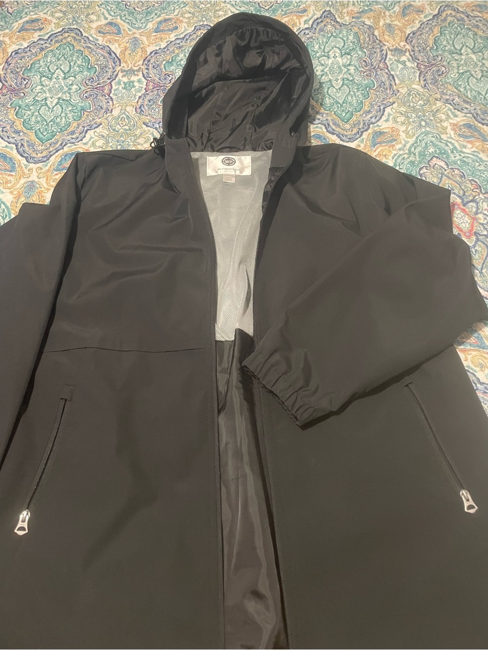 Weatherproof Black Hooded Raincoat Jacket